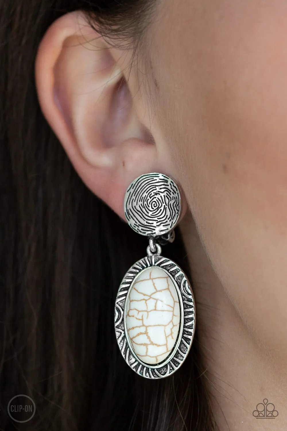 Southern Impressions White Clip-On-Earrings