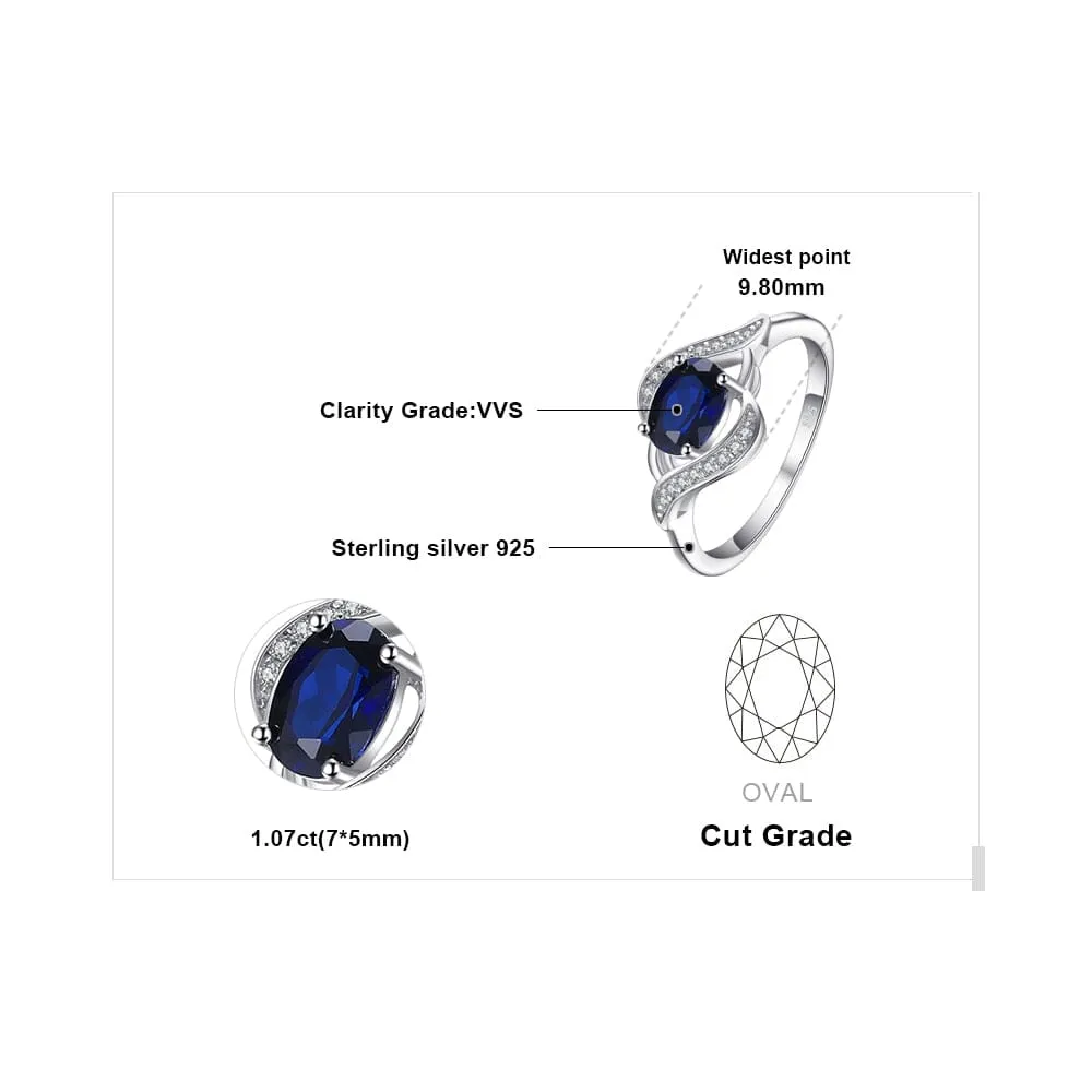 Statement Halo Blue Sapphire Ring - 925 Sterling Silver