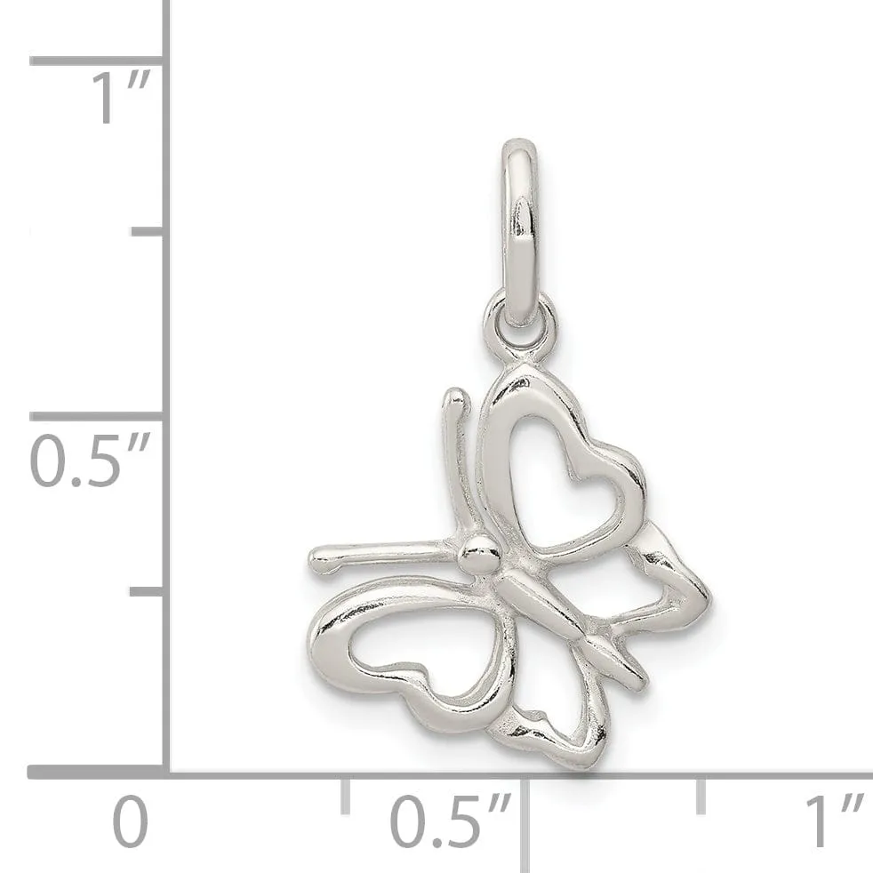 Sterling Silver Polished Finish Butterfly Charm