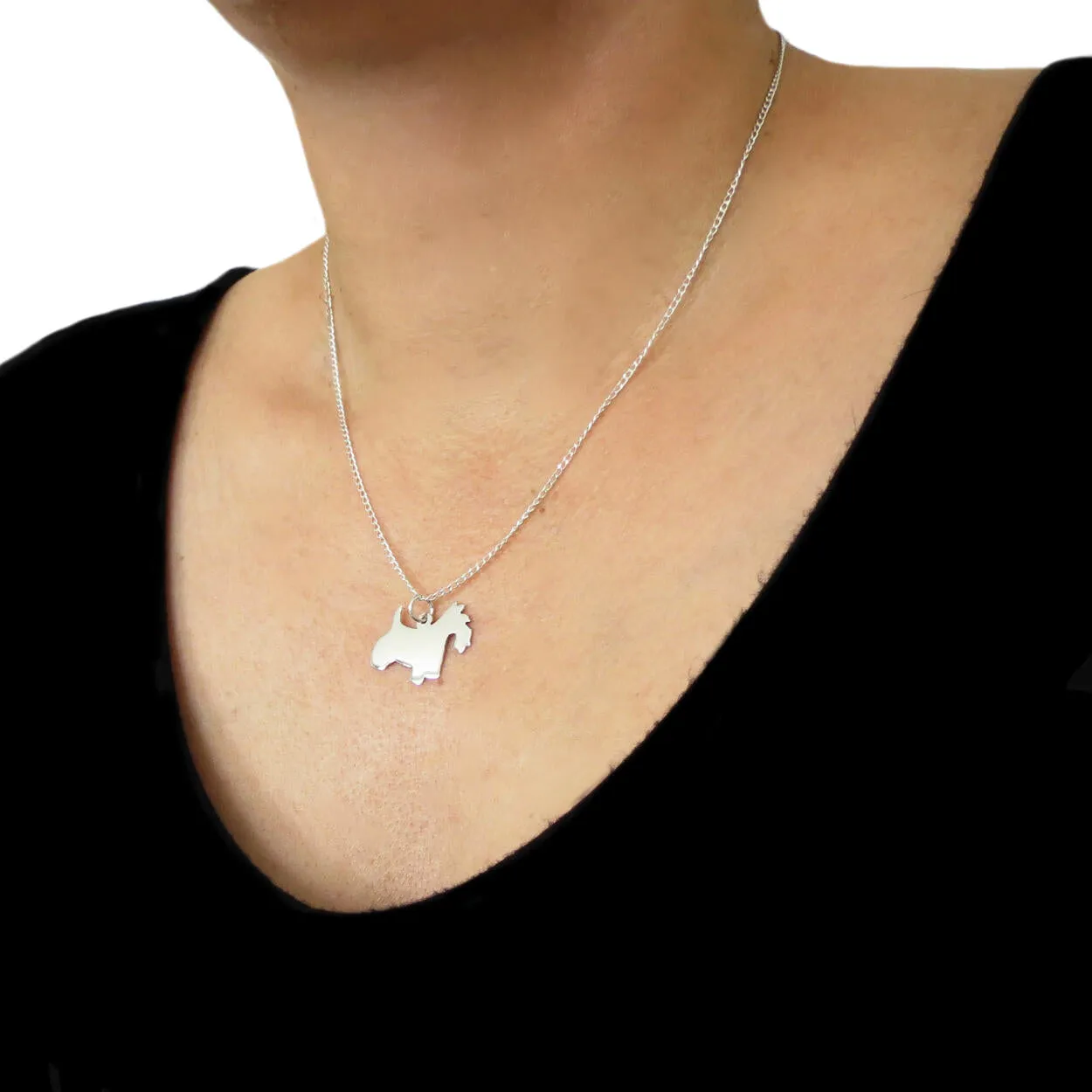 Sterling Silver Scottish Terrier Dog Pendant Necklace