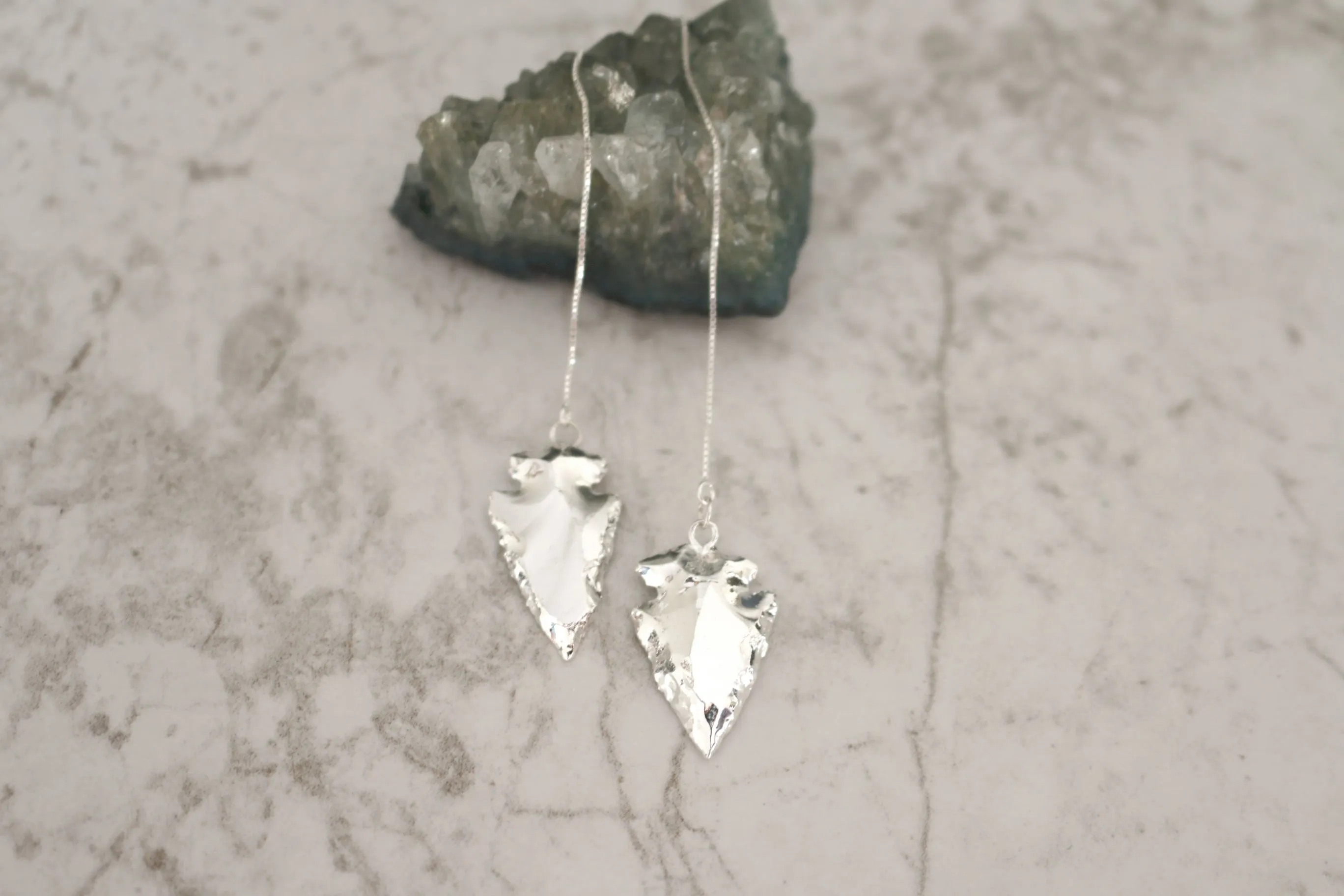 Straight as an Arrow // Arrowhead Threader Earrings, Gold or Silver, Bohemian // BH-E007