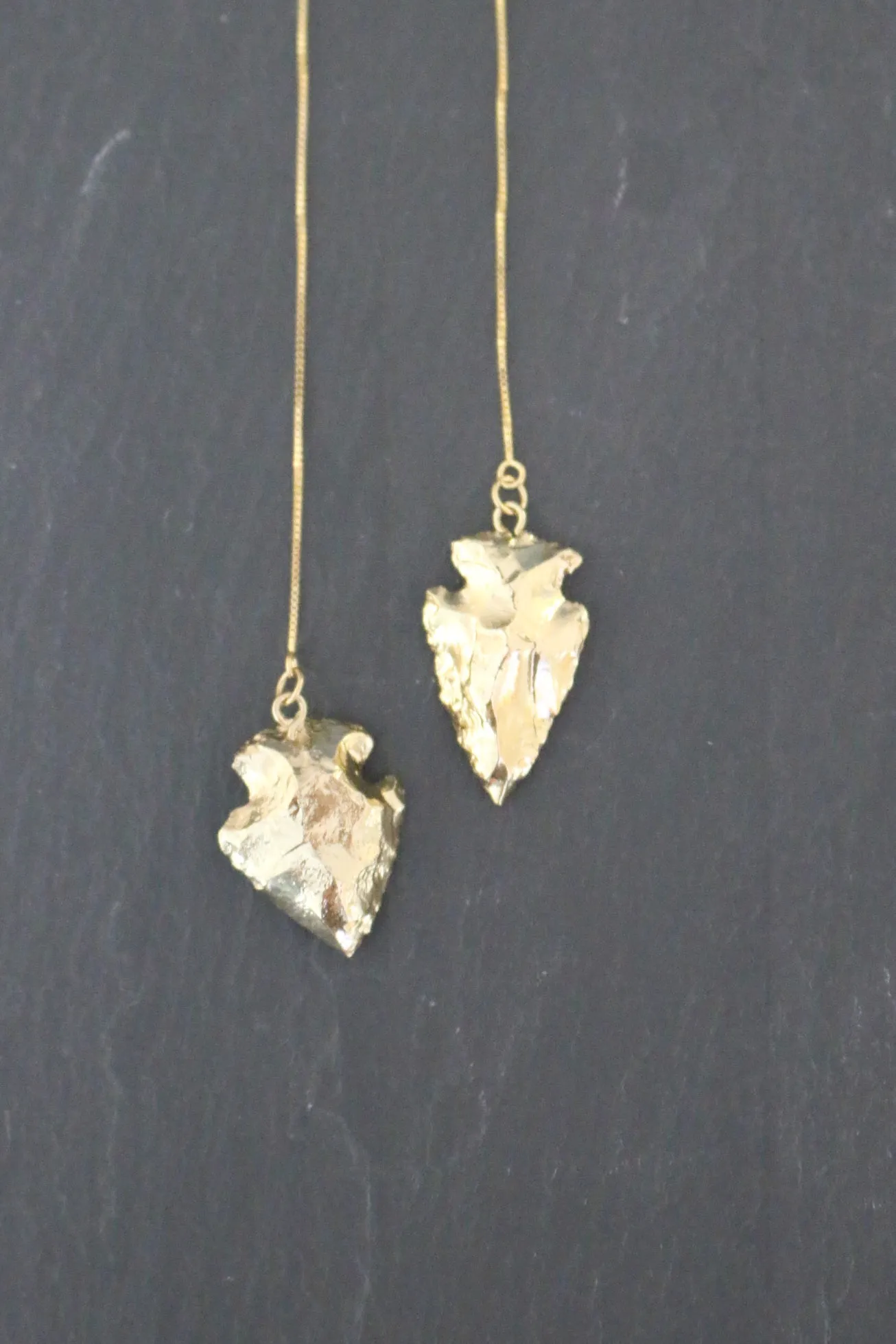 Straight as an Arrow // Arrowhead Threader Earrings, Gold or Silver, Bohemian // BH-E007