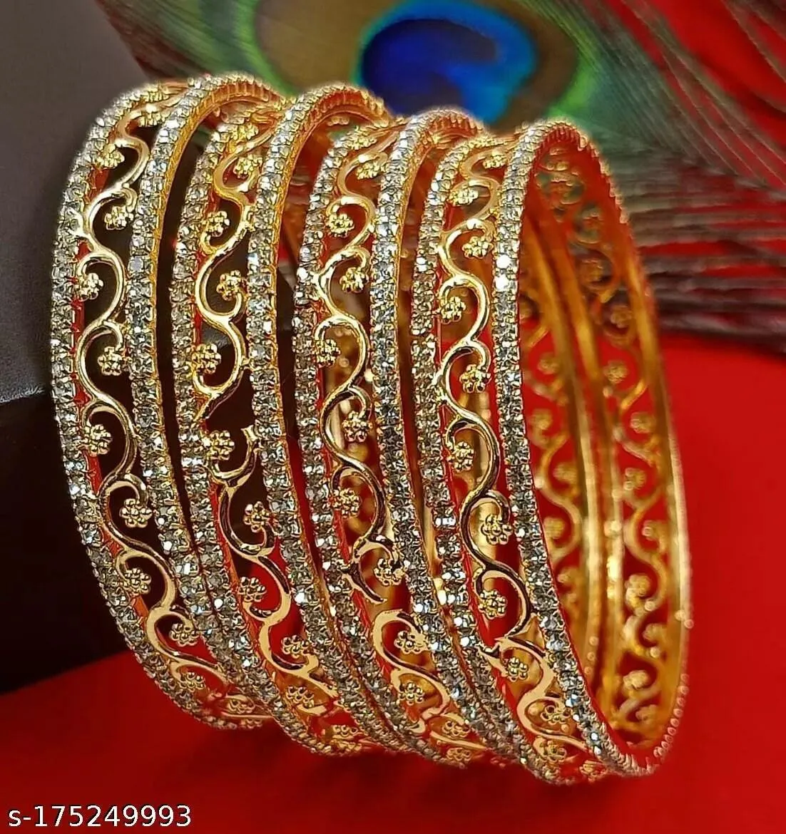 Stunning gold polished American diamond bangles set