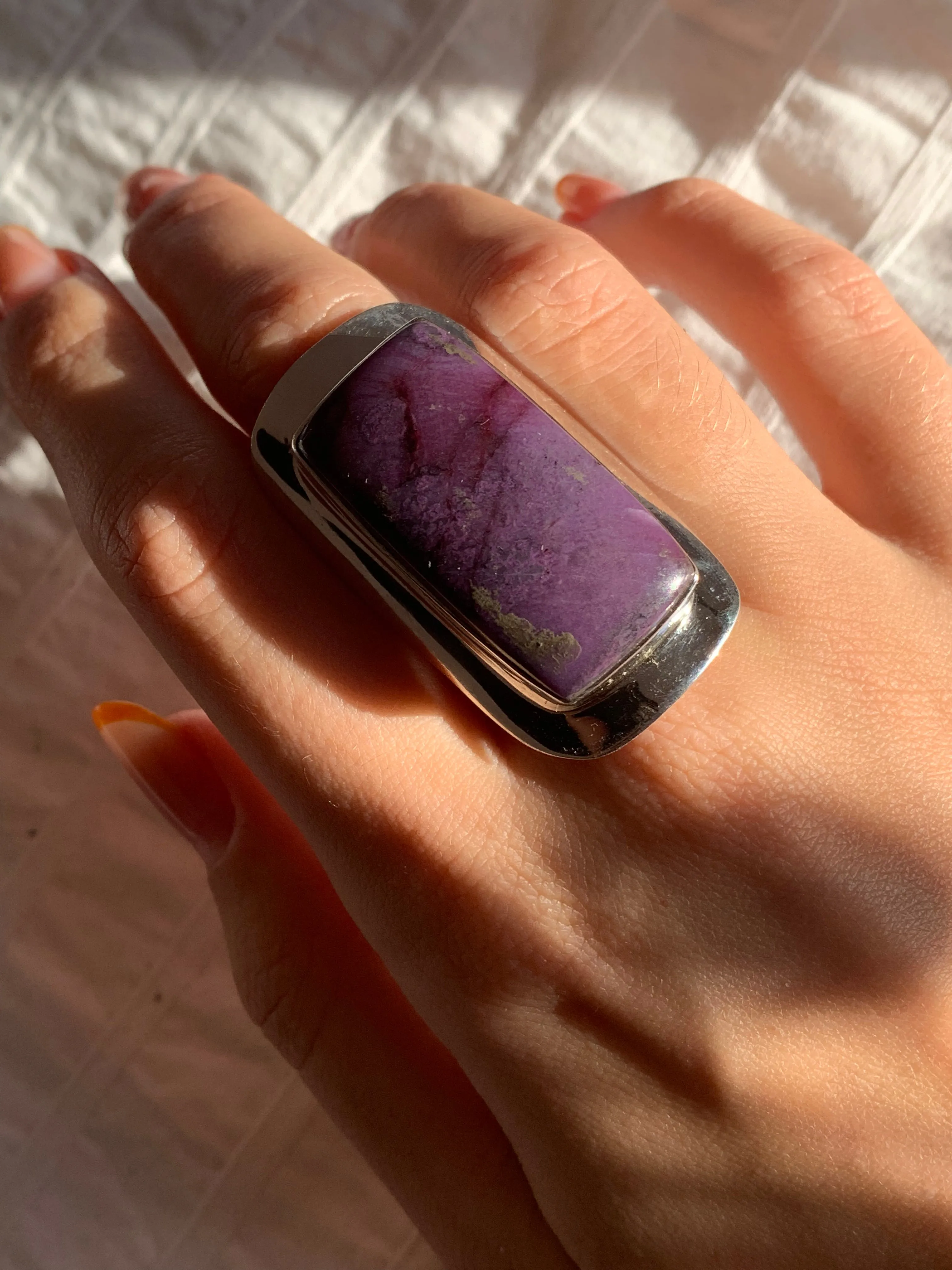 Sugilite Dinah Adjustable Ring - XLarge Rectangle