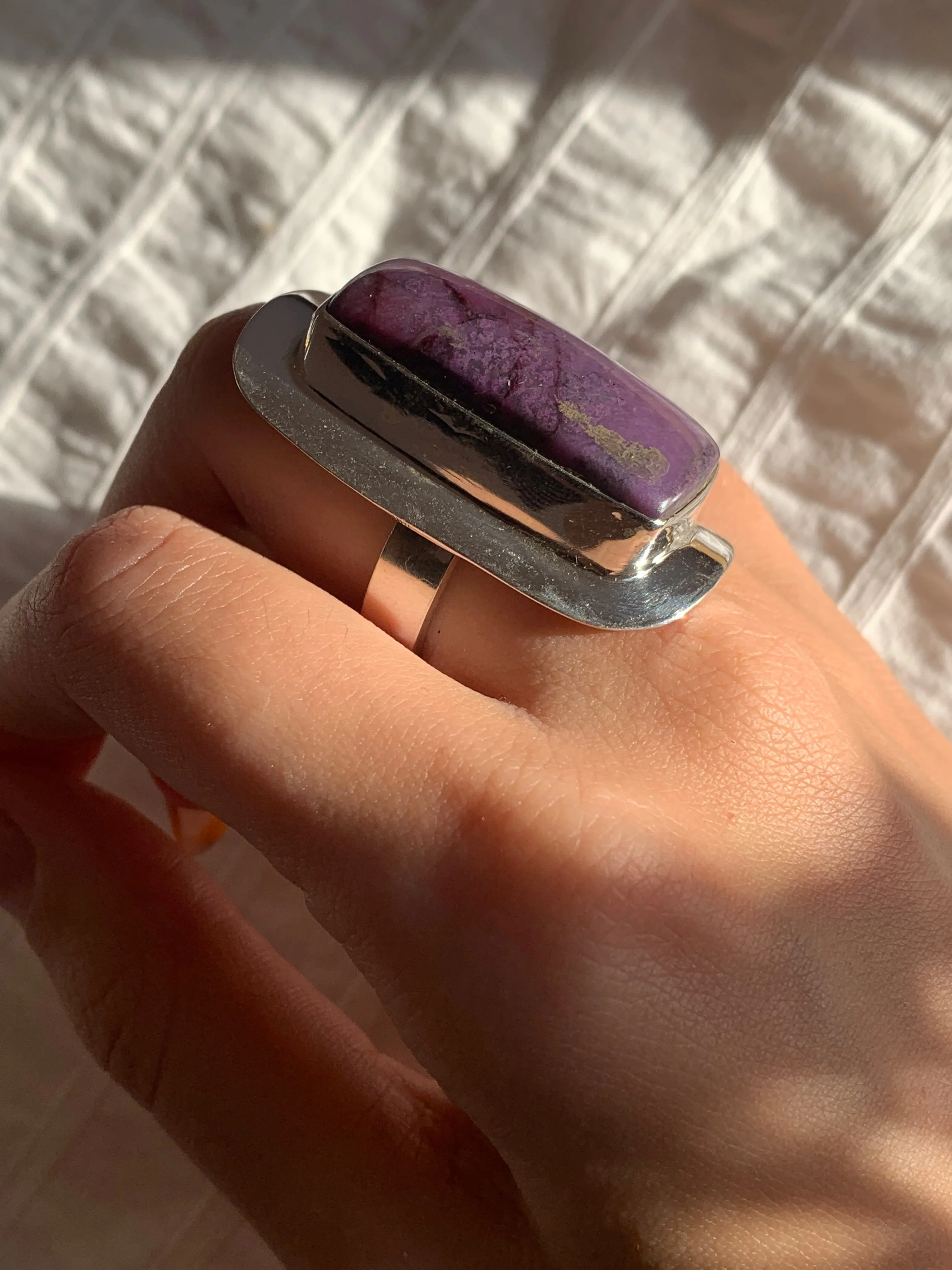 Sugilite Dinah Adjustable Ring - XLarge Rectangle