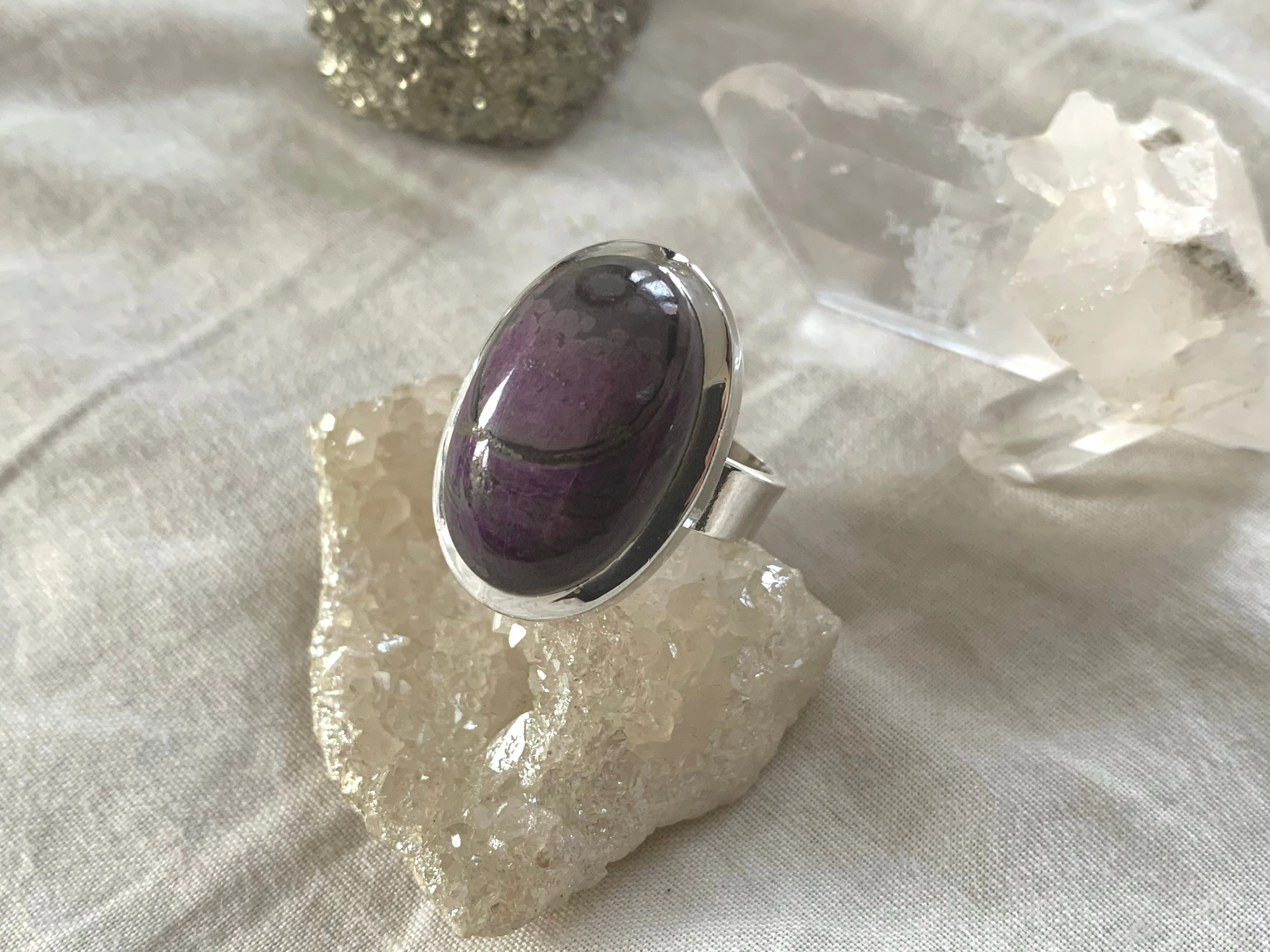 Sugilite Naevia Adjustable Ring - Small Oval