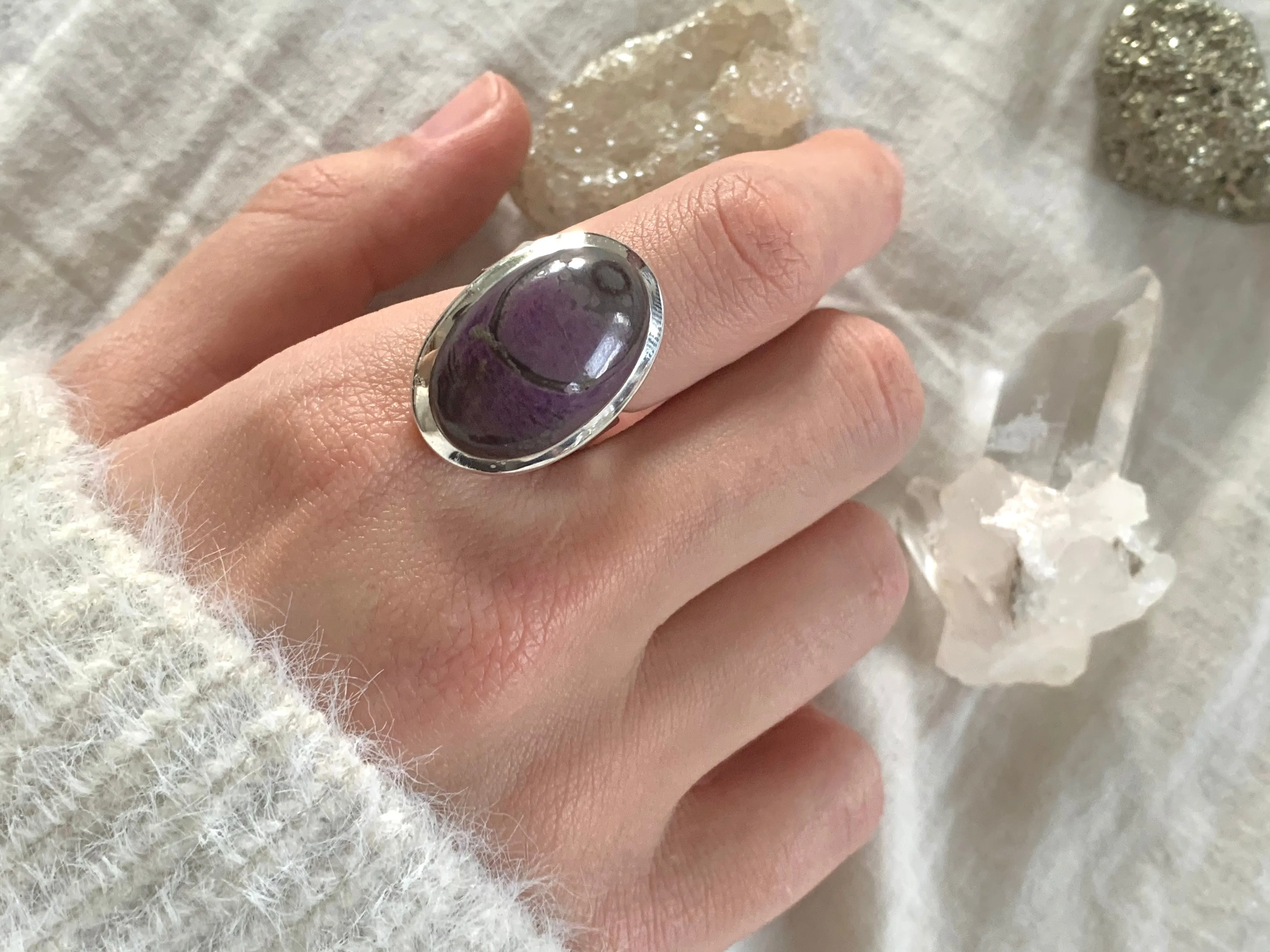 Sugilite Naevia Adjustable Ring - Small Oval