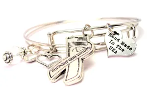 Support Our Troops Awareness Ribbon Expandable Bangle Bracelet Set