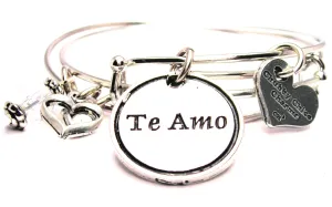 Te Amo I Love You Expandable Bangle Bracelet Set