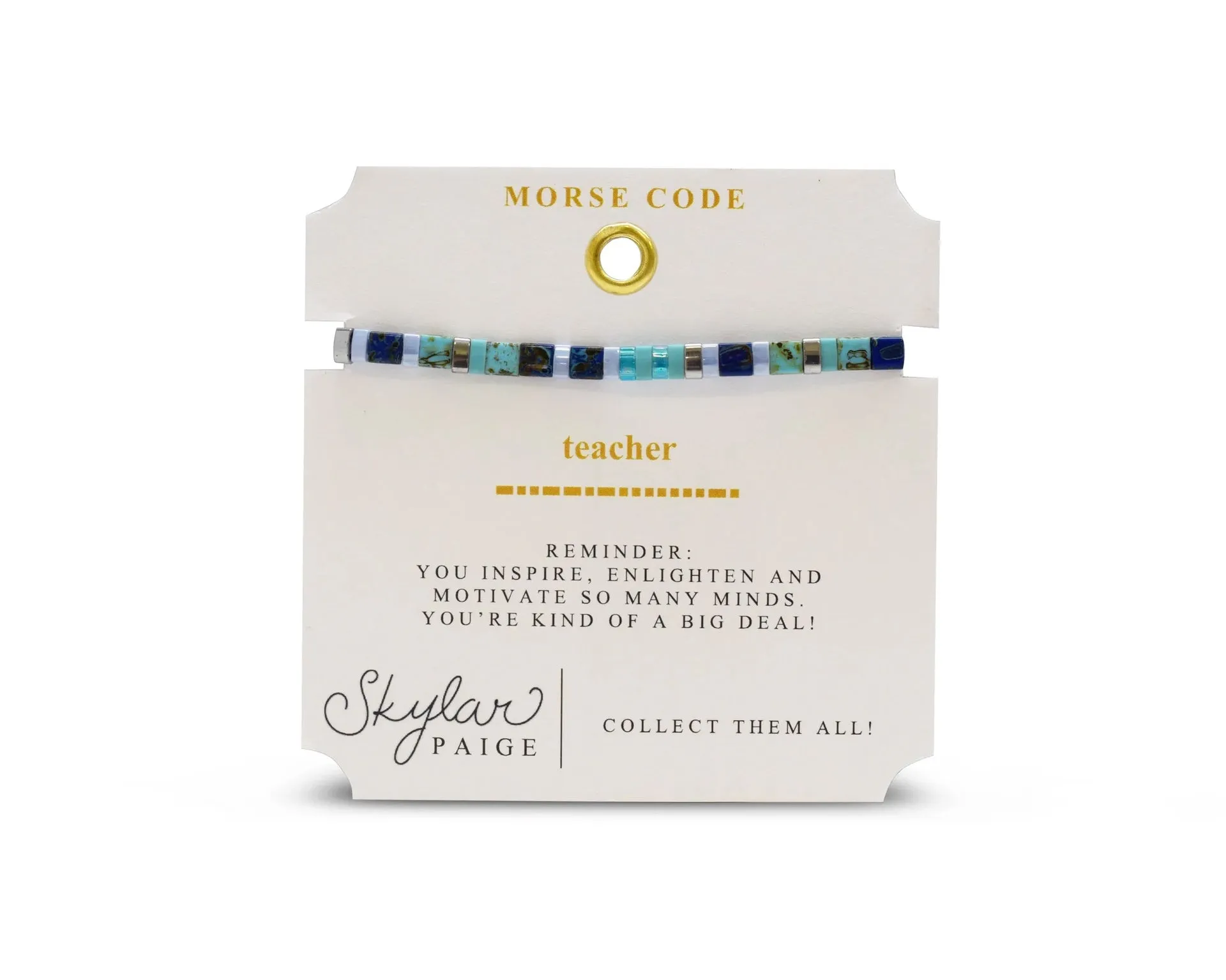 Teacher Morse Code Tila - Bohemian Blue Bracelet