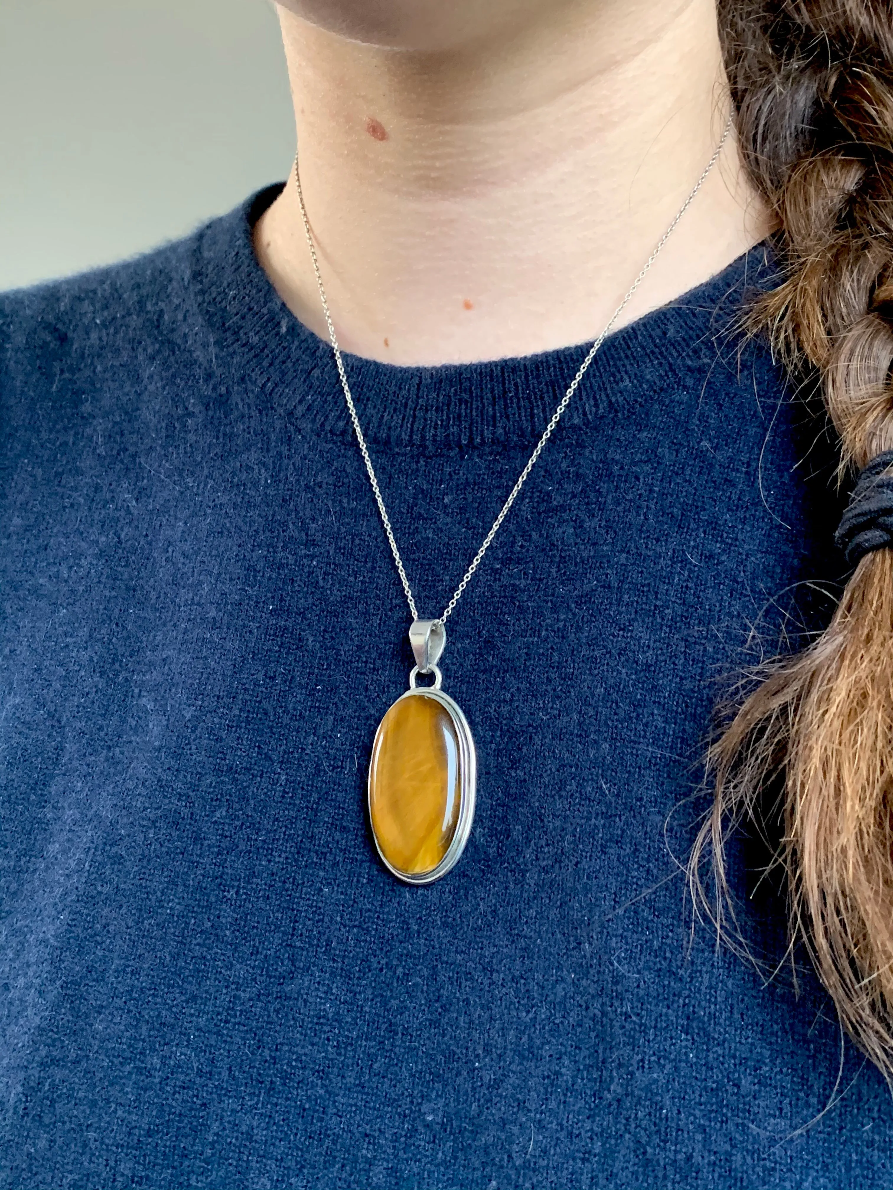 Tiger’s Eye Brea Pendant - Long Oval