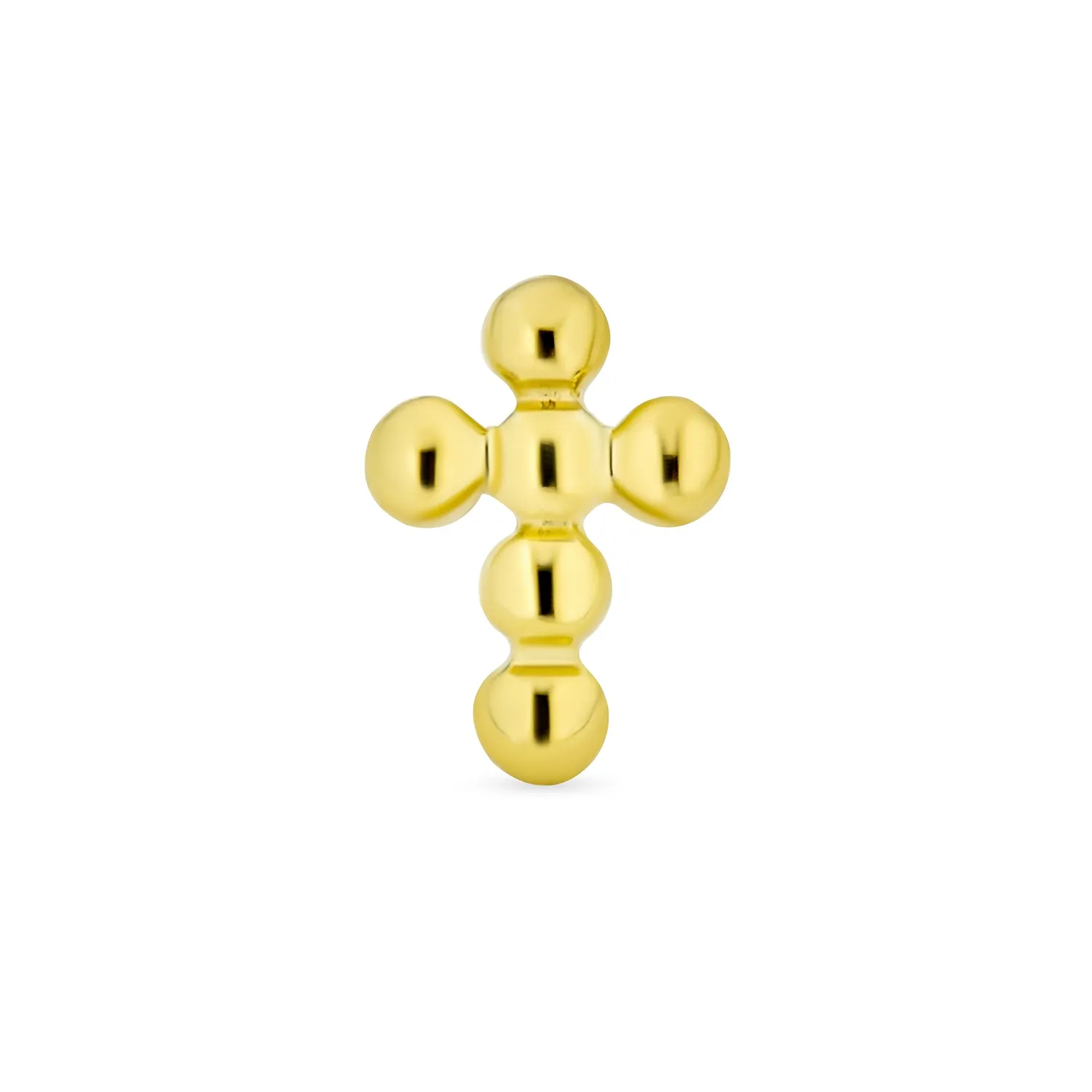 Tiny Minimalist Cross Cartilage Ear Stud 14K Gold Safety Screw Back Earring