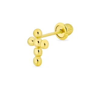 Tiny Minimalist Cross Cartilage Ear Stud 14K Gold Safety Screw Back Earring