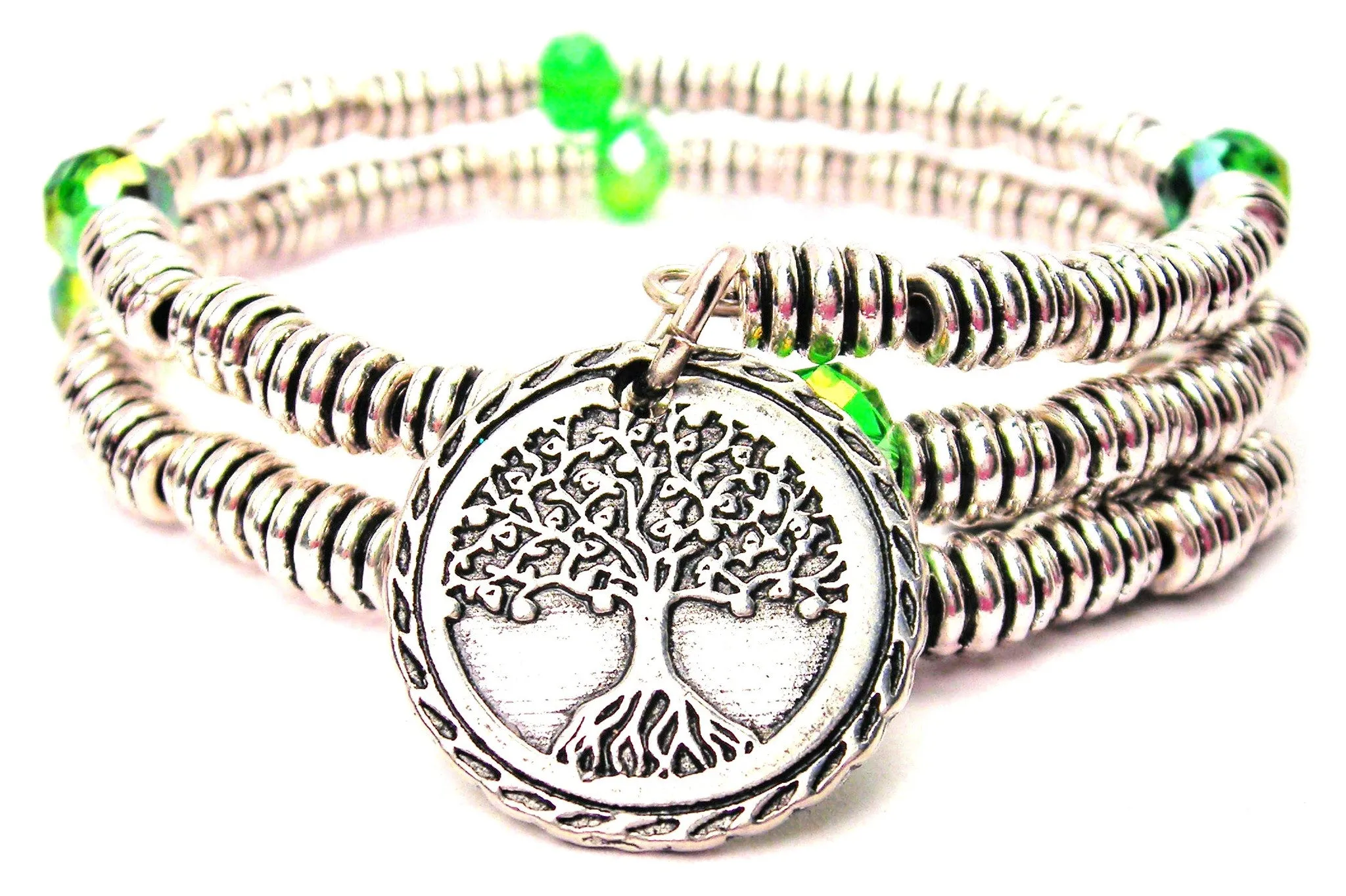 Tree Of Life Curly Coil Wrap Style Bangle Bracelet