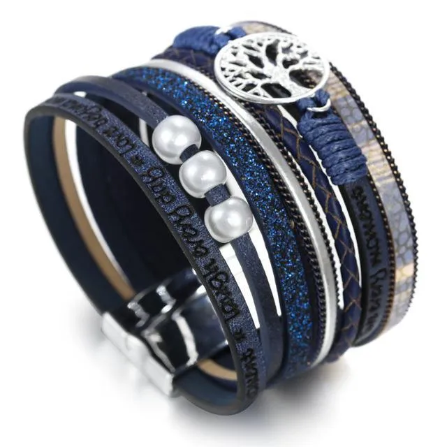 Tree of Life Multi-layer Wrap Bracelet Buddha Charm Bangle Ladies Bracelets