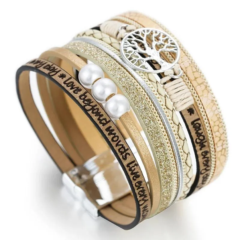 Tree of Life Multi-layer Wrap Bracelet Buddha Charm Bangle Ladies Bracelets