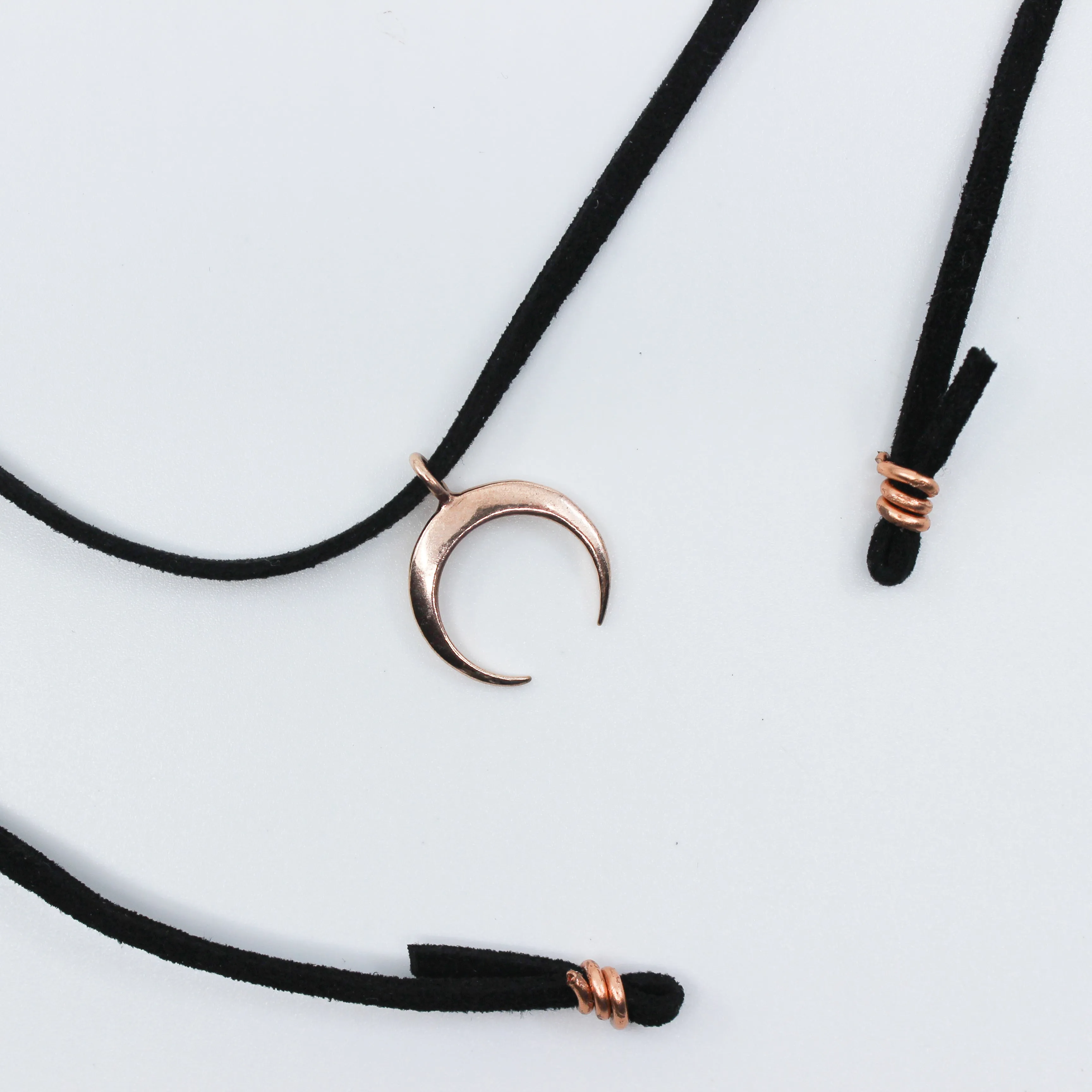 Twilight Dream // Black Suede Crescent Choker, Rose Gold, Gold, Silver, Lariat Necklace // BH-N025