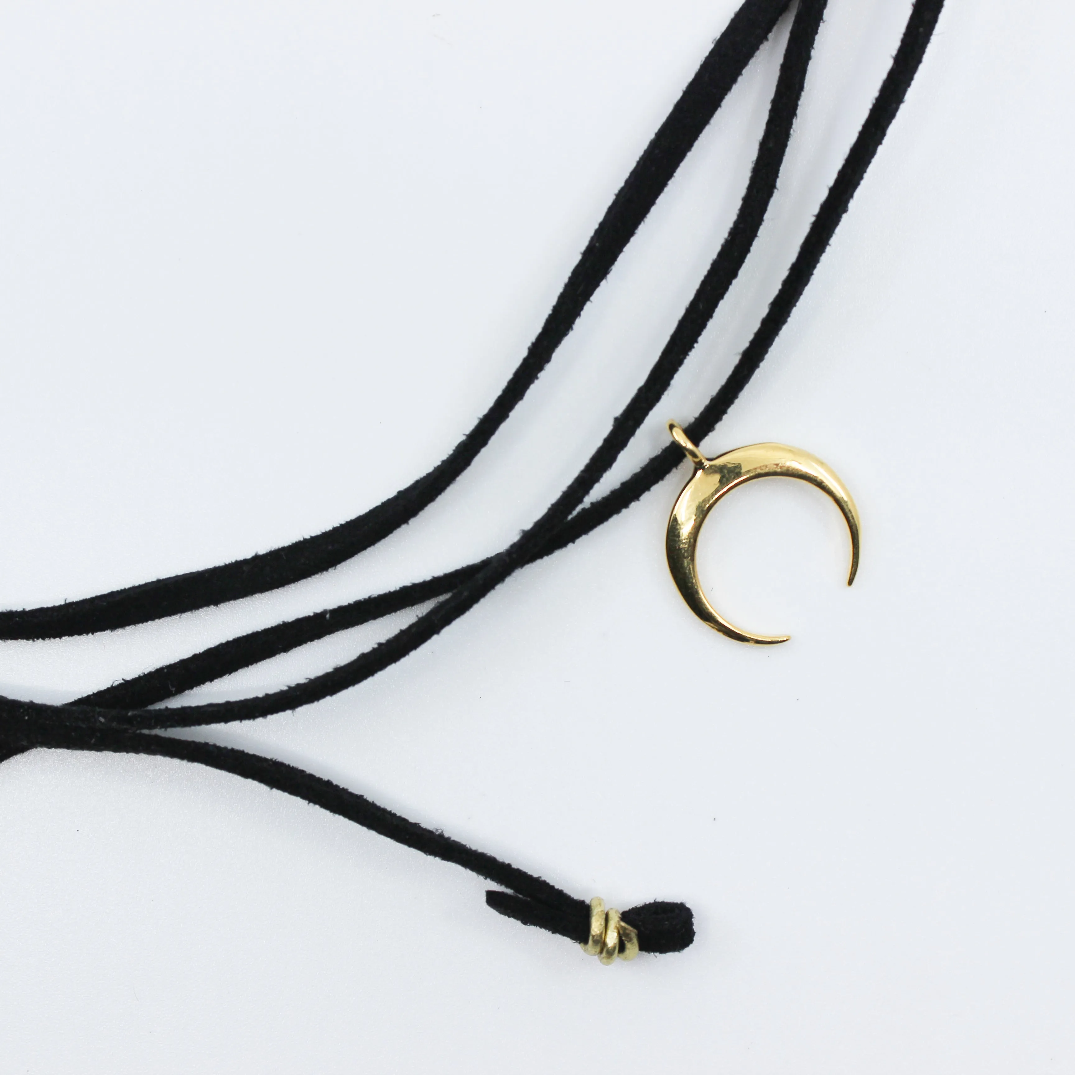 Twilight Dream // Black Suede Crescent Choker, Rose Gold, Gold, Silver, Lariat Necklace // BH-N025