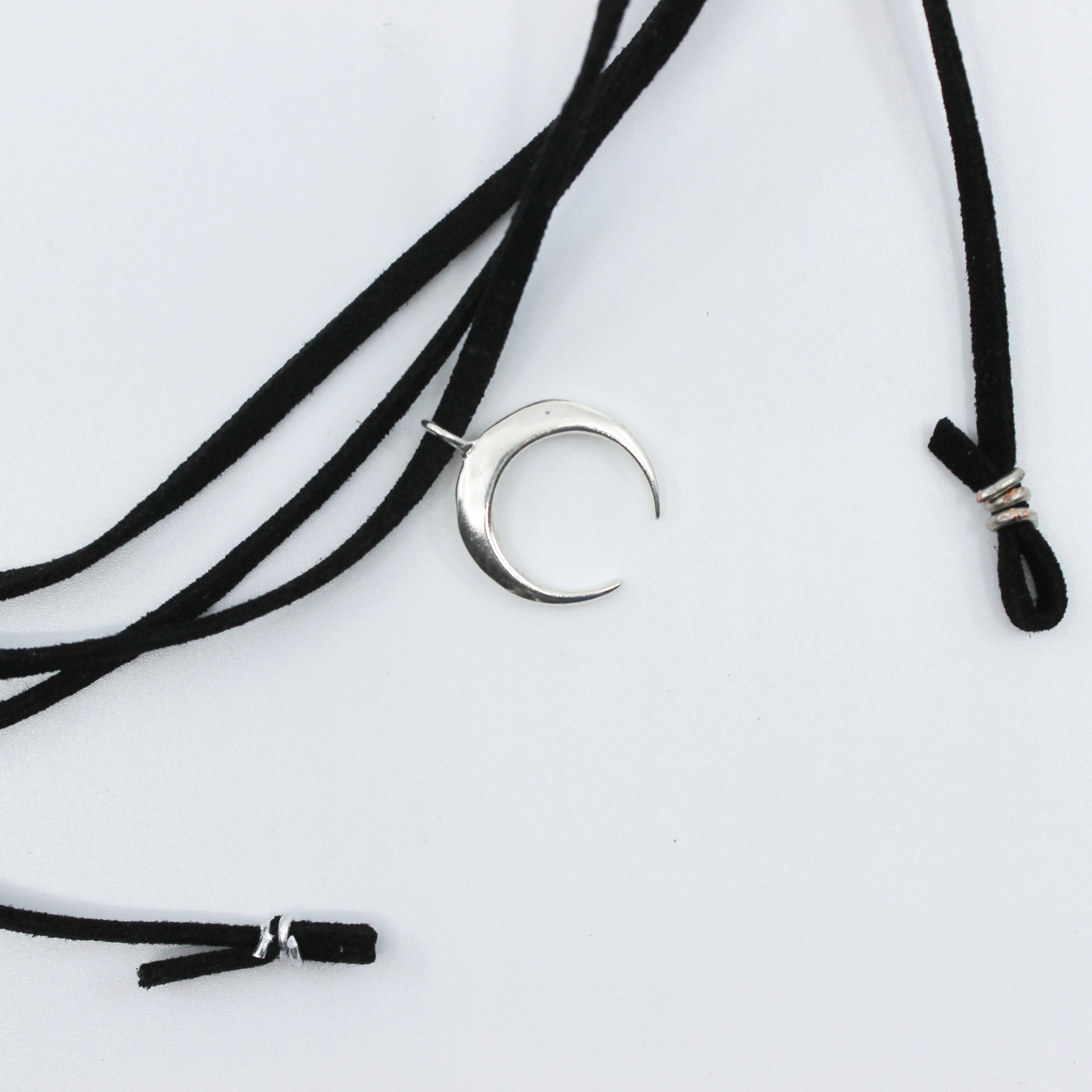 Twilight Dream // Black Suede Crescent Choker, Rose Gold, Gold, Silver, Lariat Necklace // BH-N025