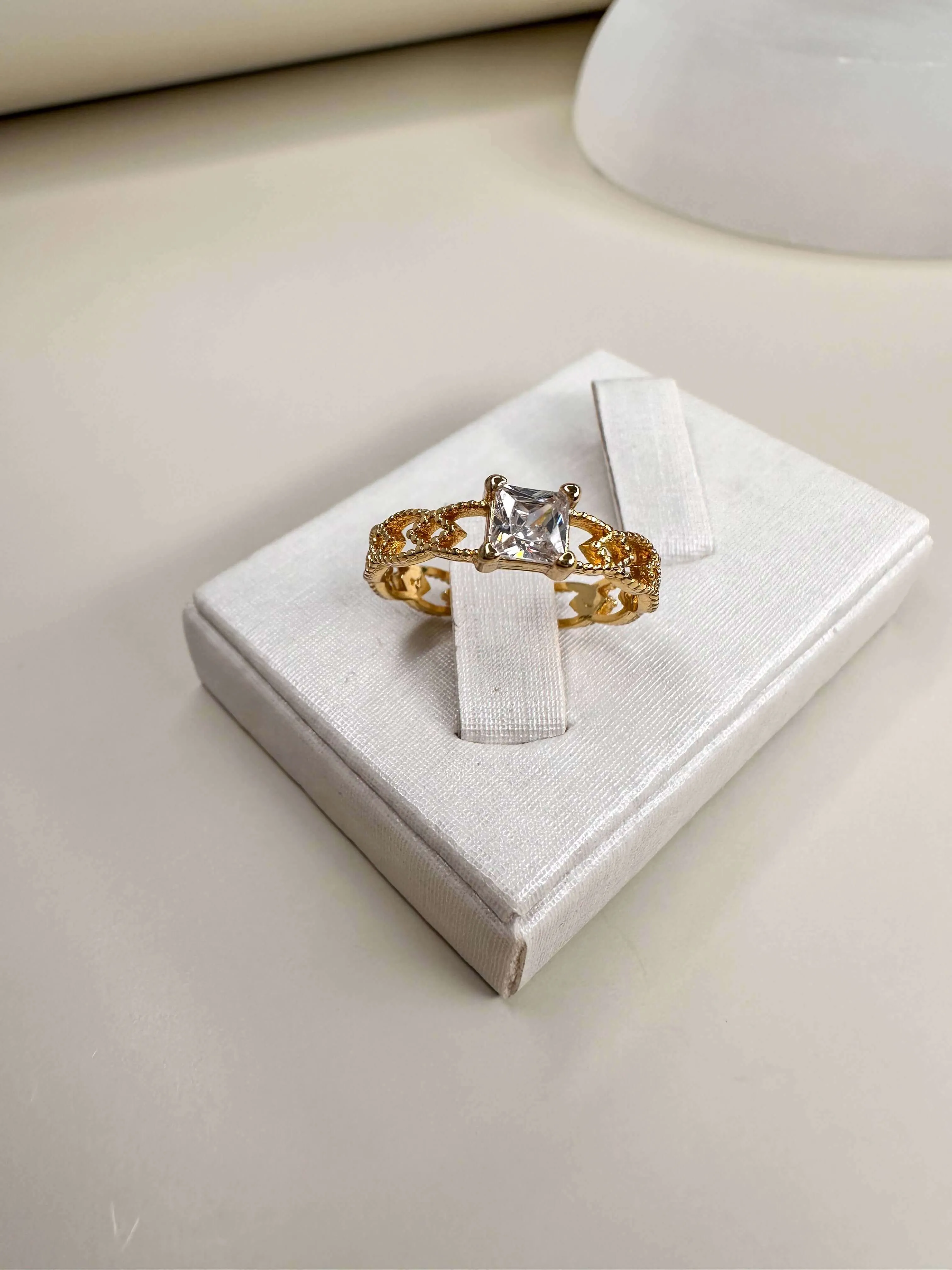 Velani Design Ring with Solitaire Square CZ