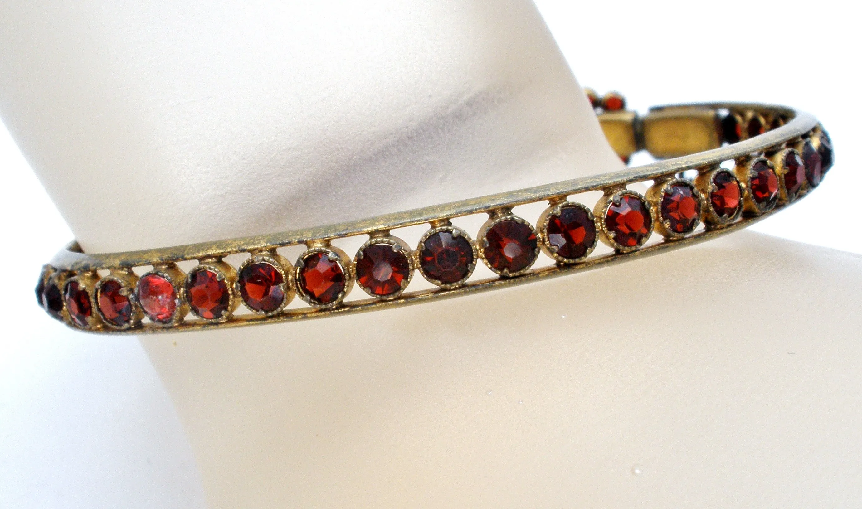 Victorian Bangle Bracelet with Rose Cut Bohemian Garnets