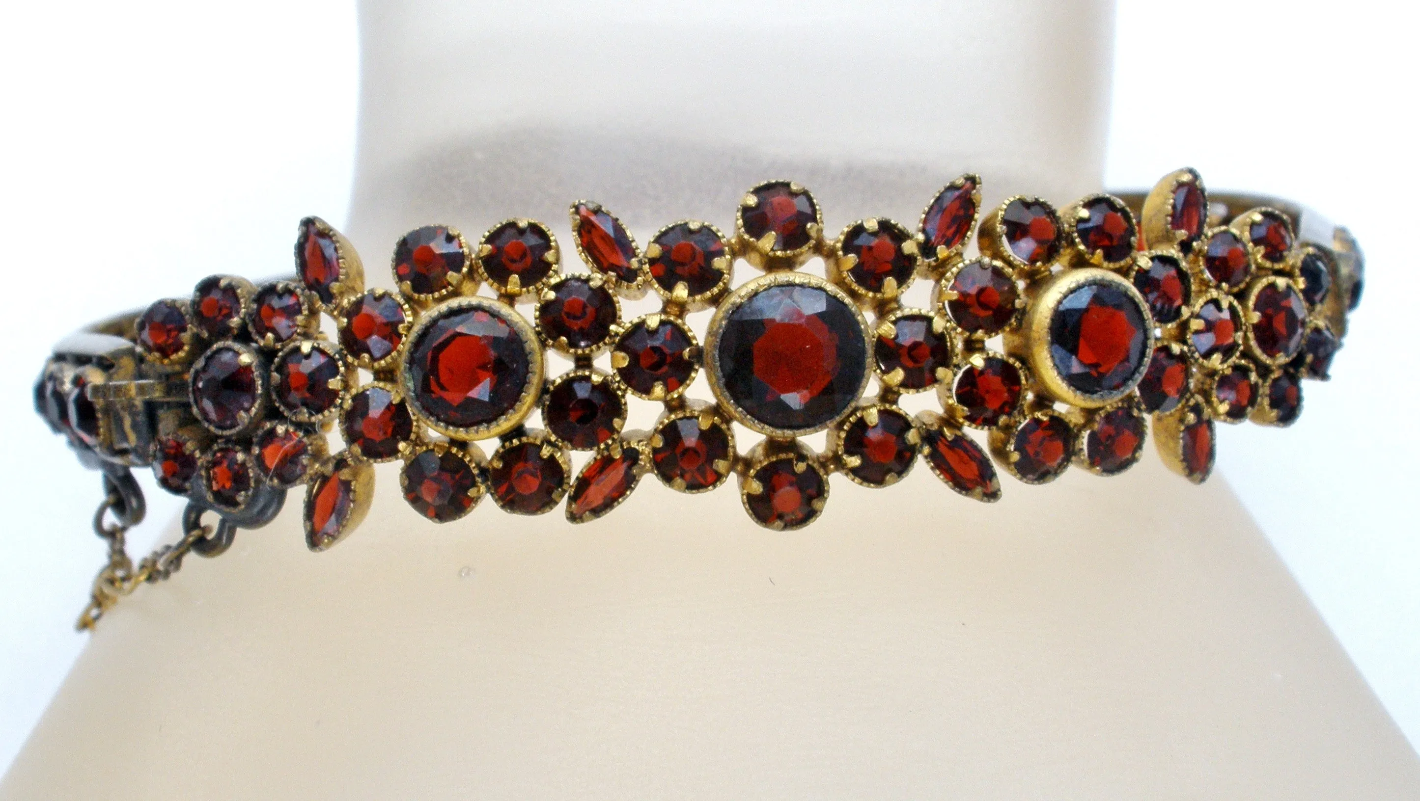 Victorian Bangle Bracelet with Rose Cut Bohemian Garnets