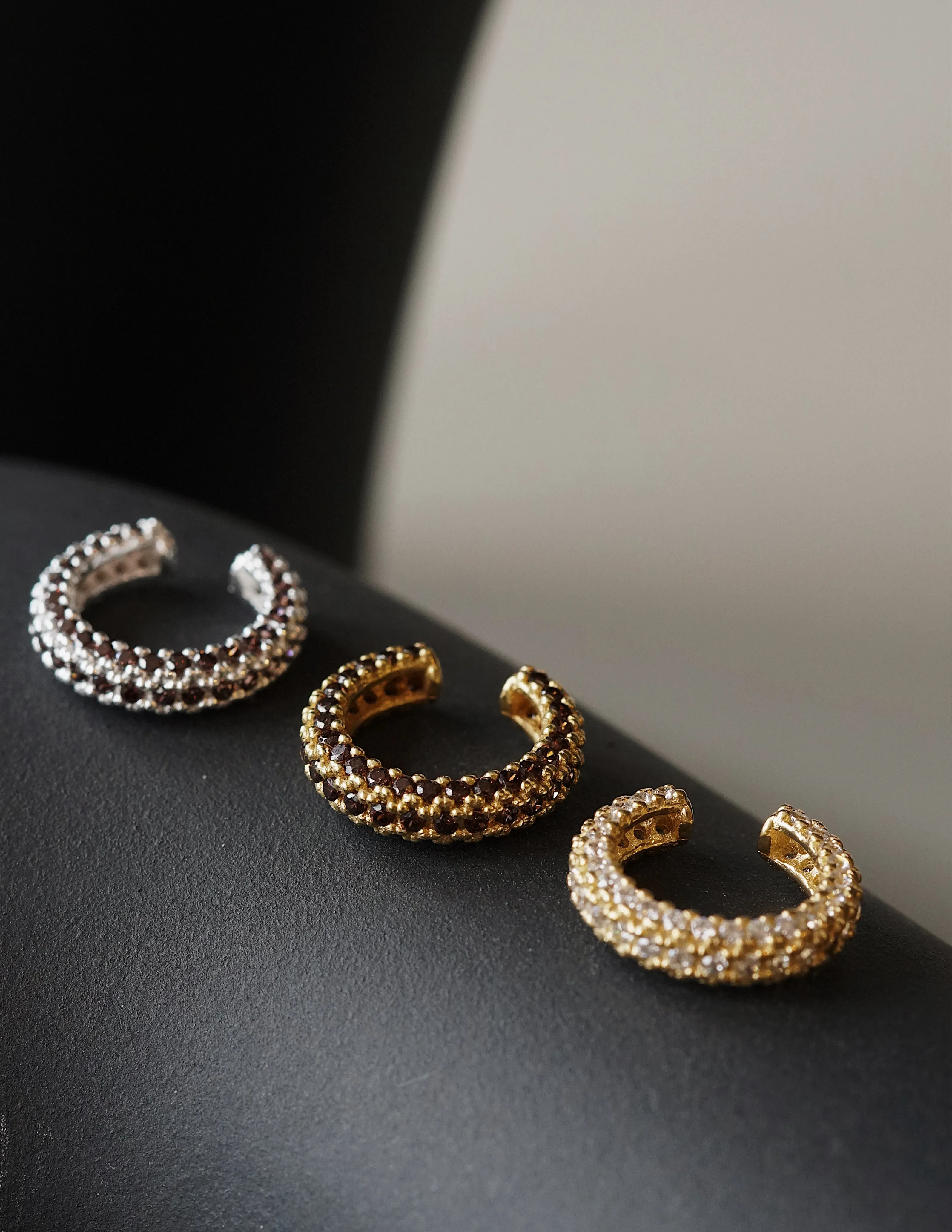 Viv Smokey Pavé Cuff Earring <br> Gold Vermeil