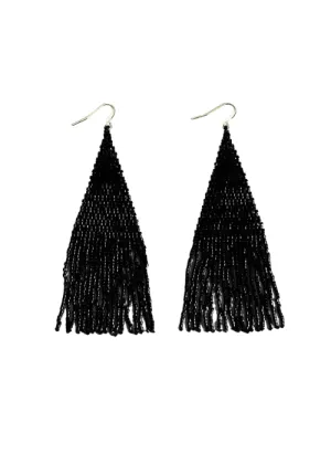 Wena Small Black Shine Fringe Earrings