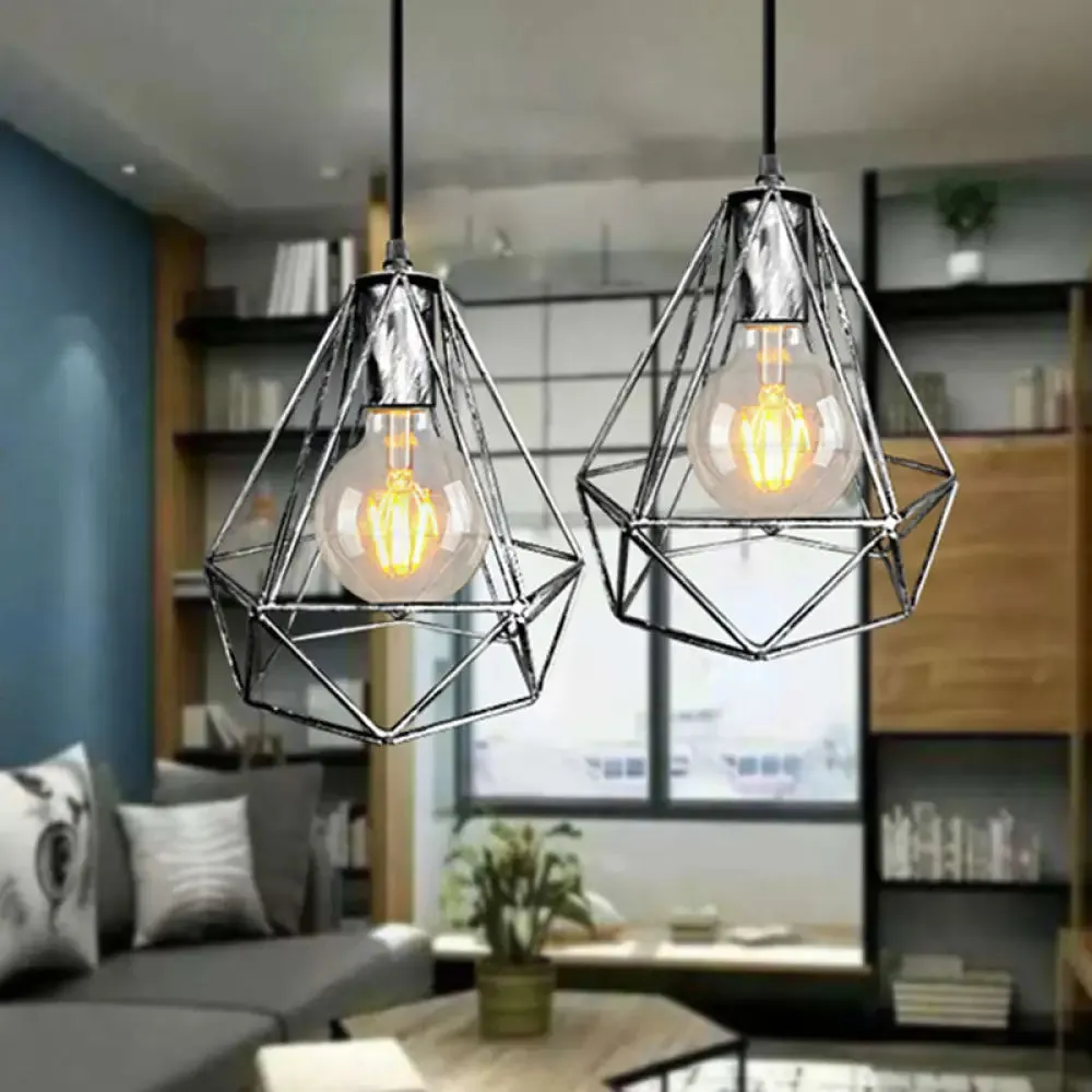 Wire Cage Pendant Light in Black/Copper/Gold | Ideal for Living Room Lighting