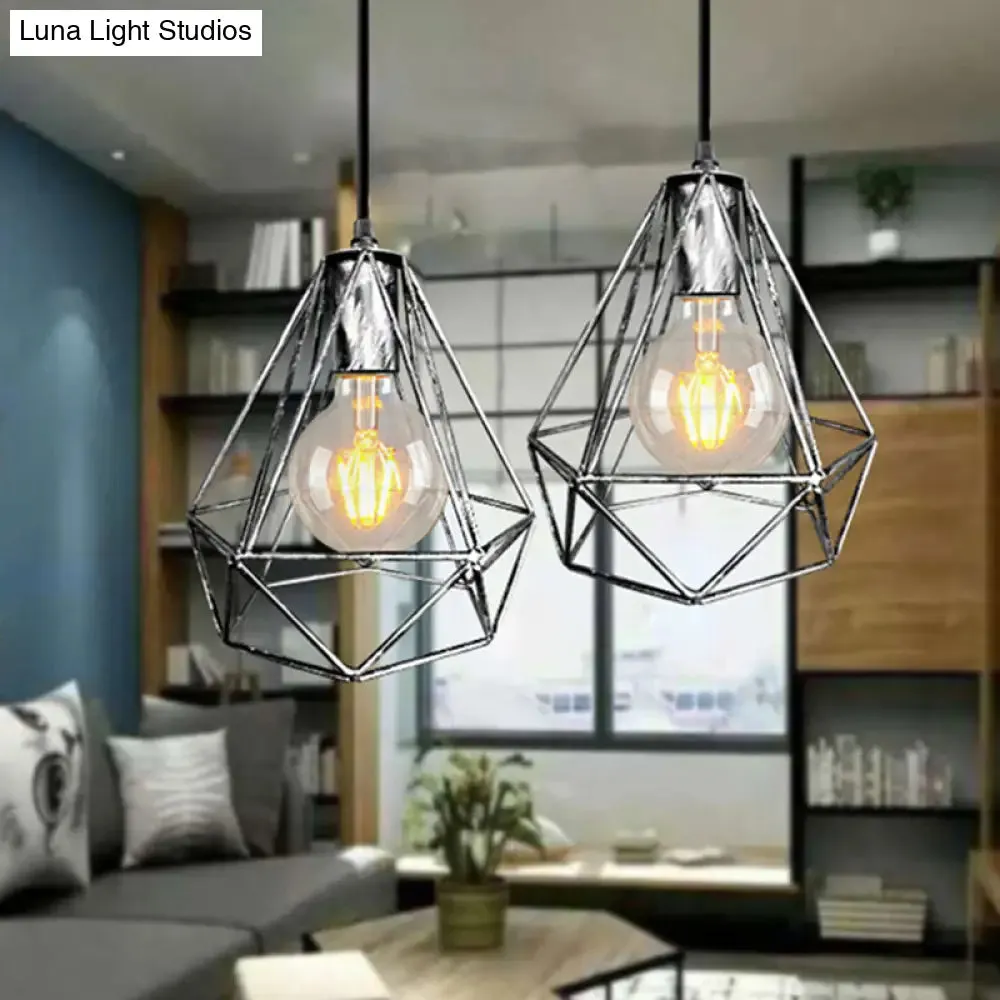 Wire Cage Pendant Light in Black/Copper/Gold | Ideal for Living Room Lighting