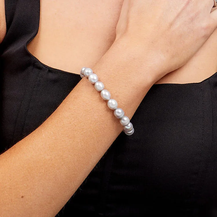 Women's Freshwater Pearl Bracelet | 8mm Grey Freshwater Pearl Bracelet