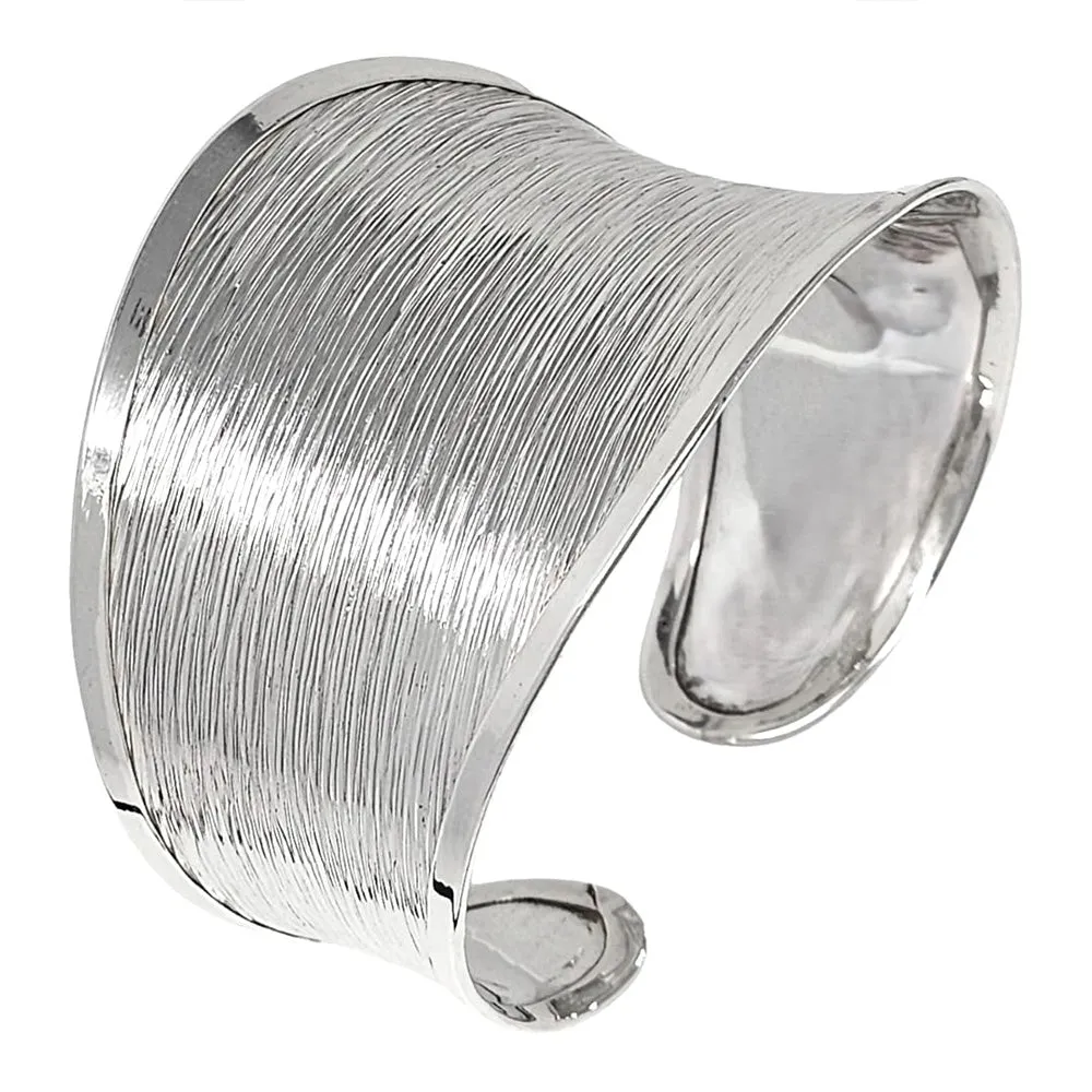 Women's Handmade 925 Sterling Silver Chunky Statement Cuff Bangle for Women & Girls