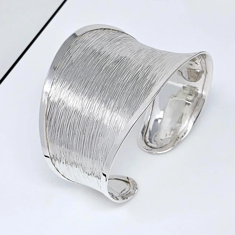 Women's Handmade 925 Sterling Silver Chunky Statement Cuff Bangle for Women & Girls