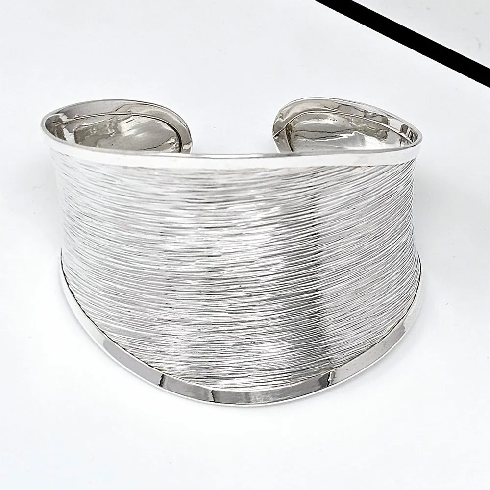 Women's Handmade 925 Sterling Silver Chunky Statement Cuff Bangle for Women & Girls