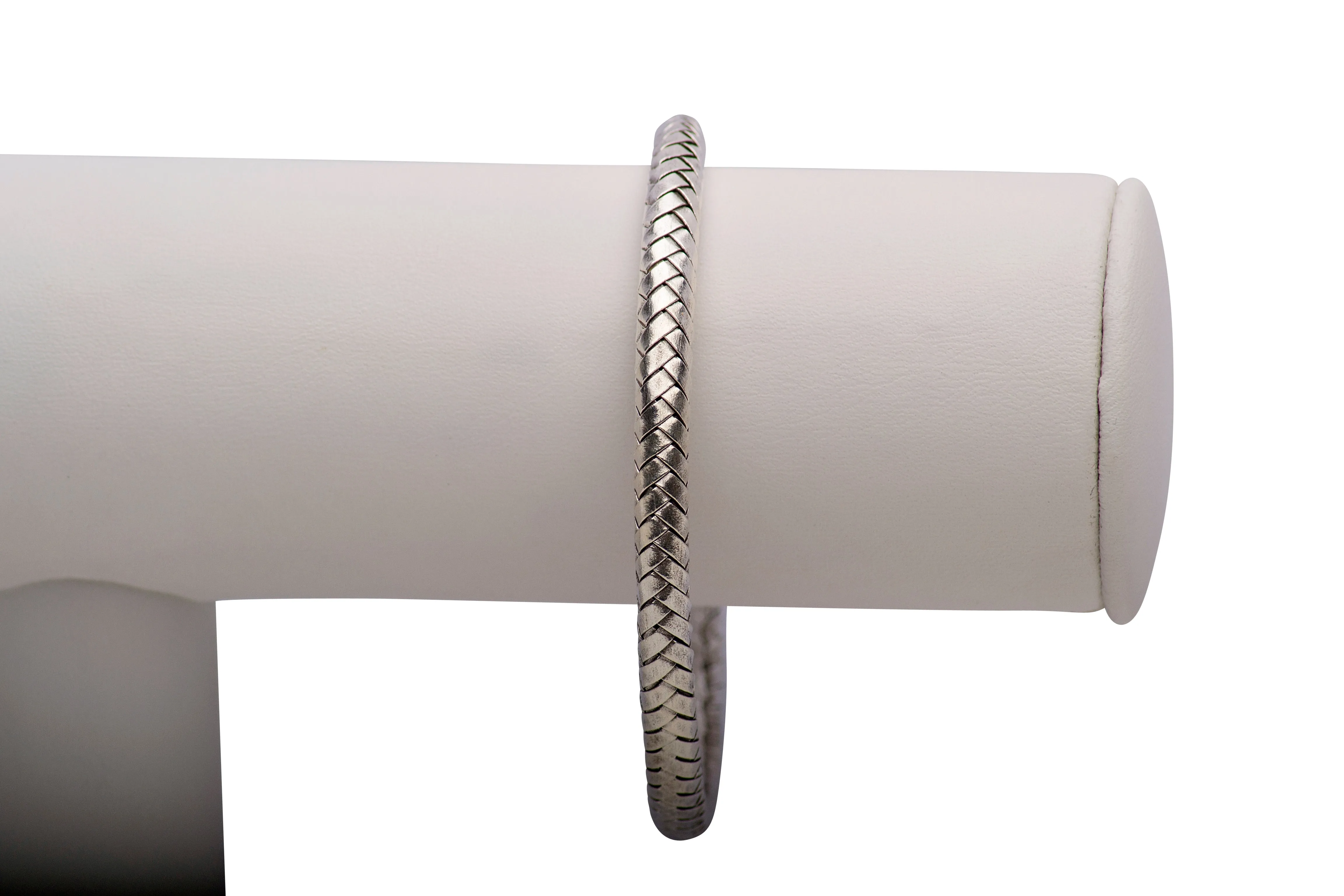 Woven Silver Open Bangle