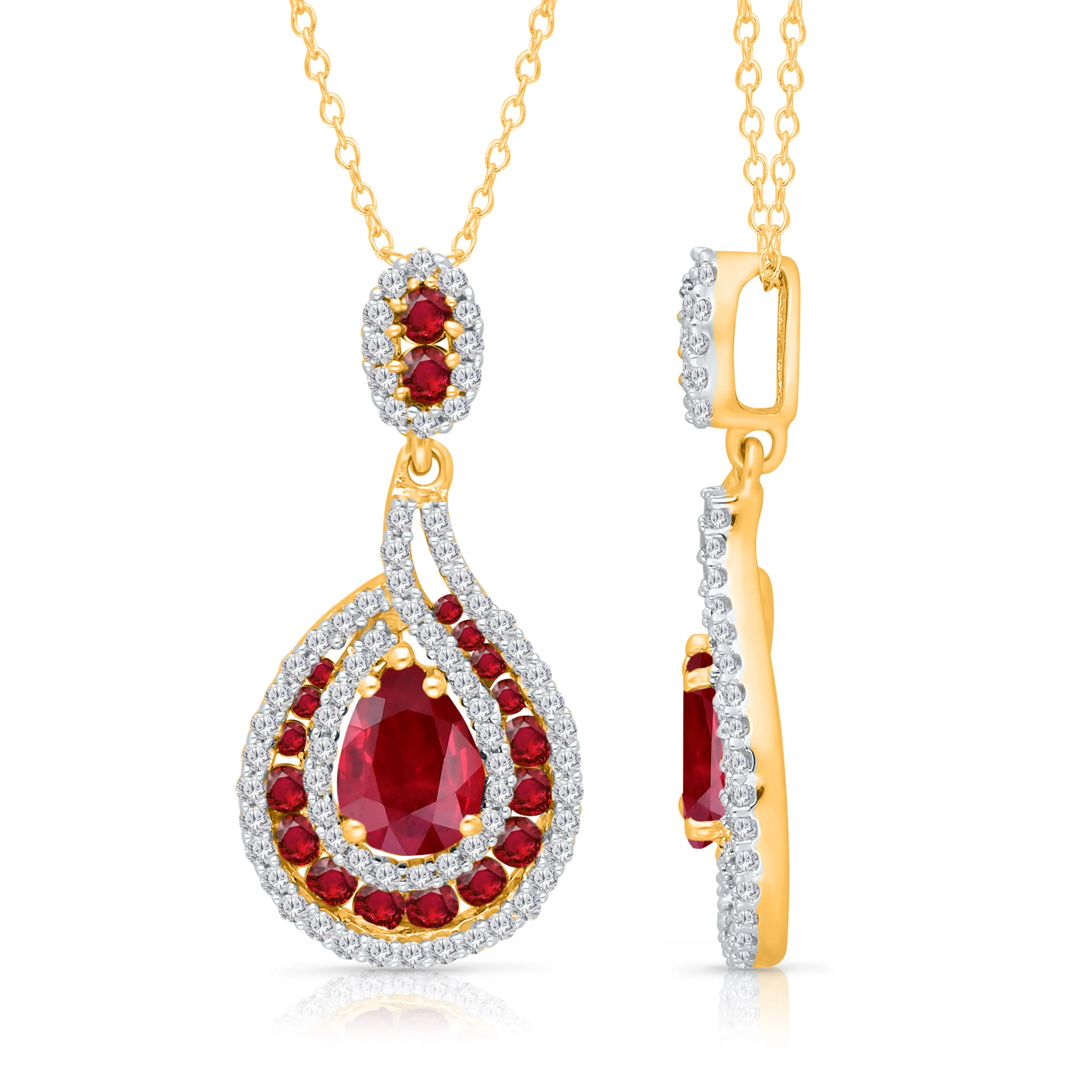 Yellow Gold Ruby & Diamond Heirloom Pendant